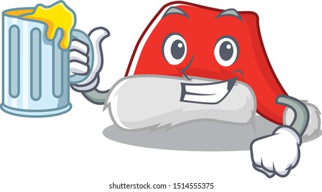 With juice santa hat character shaped in cartoon