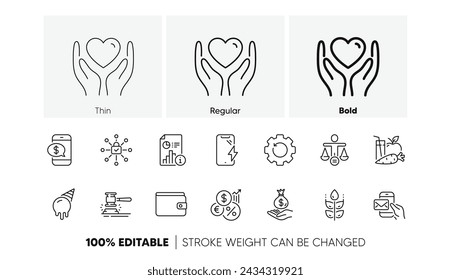 Iconos de línea Jugo, Bloqueo de seguridad y Ética. Paquete de equipo de recuperación, billetera de dinero, icono del corazón del sostenedor. Messenger mail, carga de smartphone, pictograma de inflación. Sin gluten, Martillo de subastas. Vector