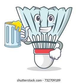 With juice shuttlecock character cartoon vector art illustration