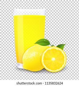 Juice And Slices Of Orange With Gradient Mesh, Vector Illustration