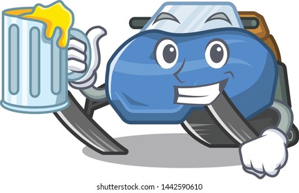 With juice snowmobile isolated in the a cartoon