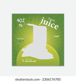 Plantilla de diseño de publicaciones en medios sociales de jugo. Publicación promocional en medios sociales. Tamaño cuadrado.