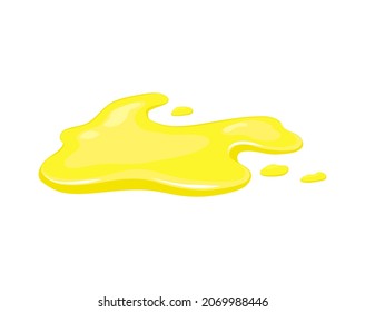 Derrame de jugo. Pozo amarillo de aceite vegetal o orina. Ilustración de dibujos animados.