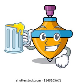 With juice spinning top mascot cartoon