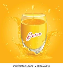 Juice Splash Glass Bottle Package Design For fruit vector