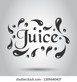 Juice splash spray vector icon in flat style. Juice drink illustration on white background. Tropical lemonade concept.