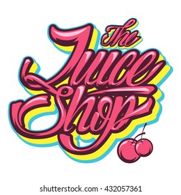 juice sticker. Vector label illustration for 100% natural product. Badge or seal
