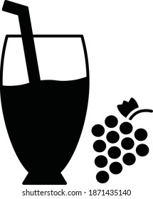 Juice with straw and fruit. Vector Icon 