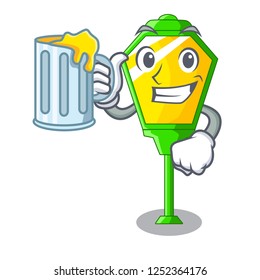 With juice street lamp post in shape cartoon