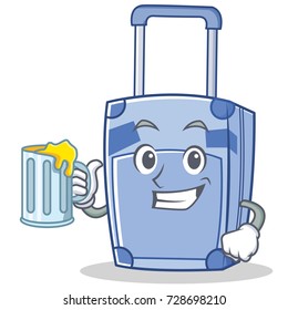 With juice suitcase character cartoon style