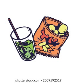Jugo y dulces pop ilustración