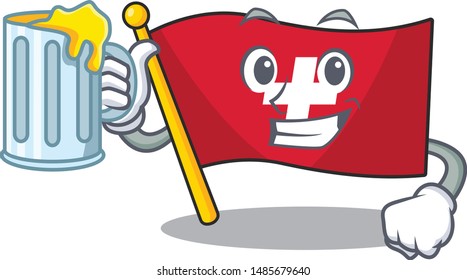 With juice switzerland flag put in cartoon cupboard
