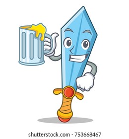 With juice sword character cartoon style vector illustration