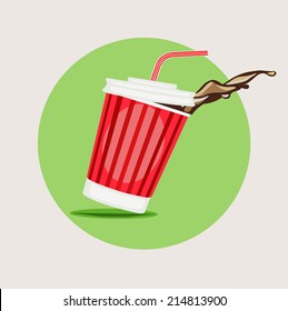 juice take away glass flat design vector icon