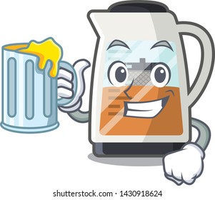 With juice tea maker is served in cartoon bottle