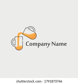 Diseño de logotipo de plantilla de jugo, concepto de logotipo de dos zumos de vidrio