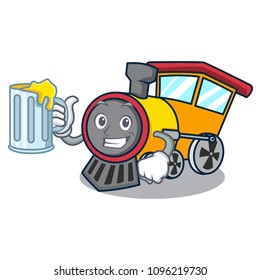With juice train mascot cartoon style