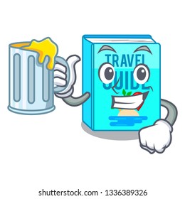 With juice travel guide book placed rack character