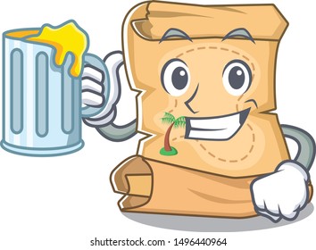 With juice treasure map cartoon in shape character