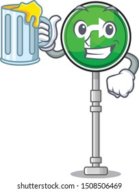 With juice turn right shape with the cartoon