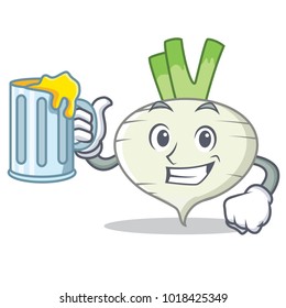 With juice turnip mascot cartoon style