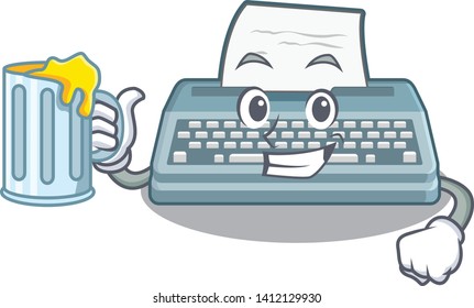 With juice typewriter in the a cartoon shape