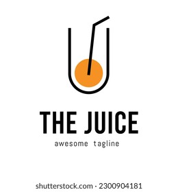 Juice Typography Letter Logo Design Vector Illustration. The glass of juice.