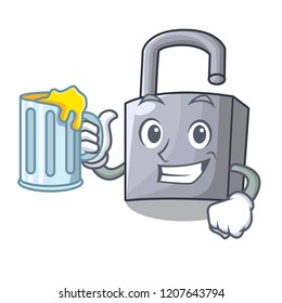 With juice unlocking padlock on the cartoon gate