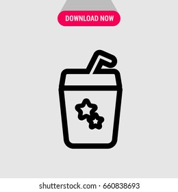 Juice vector icon, Glass of juice with straw and starts on surface symbol. Simple, modern flat vector illustration for mobile app, website or desktop app 