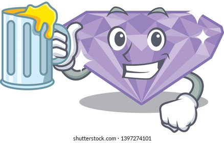 With juice violet diamond in a cartoon bag