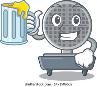 With juice waffle iron in cartoon kitchen cabinet