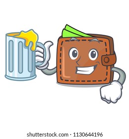 With juice wallet mascot cartoon style vector illustration