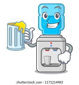 With juice water cooler with plastic bottle cartoon