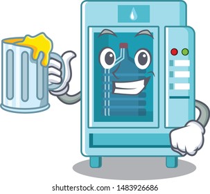 With juice water vending machine isolated the cartoon