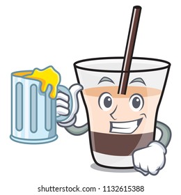 With juice white russian mascot cartoon