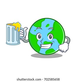 With juice world globe character cartoon