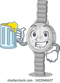 With juice wristwatch isolated with in the mascot