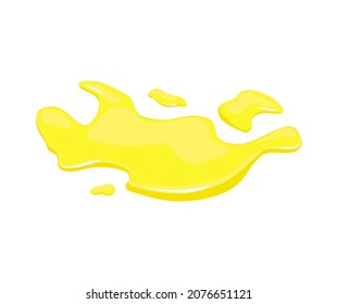 Juice. Yellow Liquid Spill. Puddle Of Vegetable Oil. Vector Cartoon Illustration.