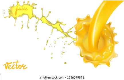 juice yellow splatter 3d illustration texture vector