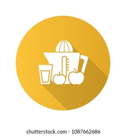 Juicer flat design long shadow glyph icon. Juicing machine. Homemade apple juice. Vector silhouette illustration