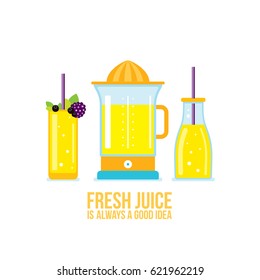 Juicer Glass of juice Smoothie bottle Organic fresh summer drinks
