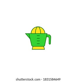 Juicer icon. Kitchen and utensil icon. simple, flat, color, outline, yellow, green.
