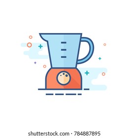 Juicer icon in outlined flat color style. Vector illustration.
