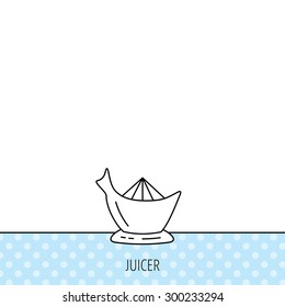 Juicer icon. Squeezer sign. Kitchen electric tool symbol. Circles seamless pattern. Background with icon. Vector
