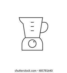 Juicer icon in thin outline style. Household kitchen appliance juice mixer