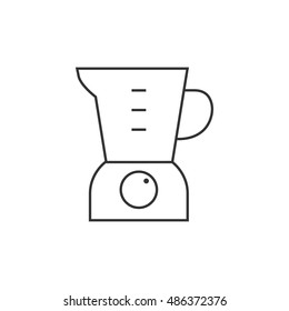 Juicer icon in thin outline style. Household kitchen appliance juice mixer