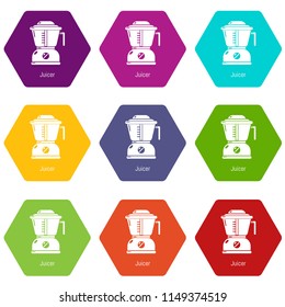 Juicer icons 9 set coloful isolated on white for web