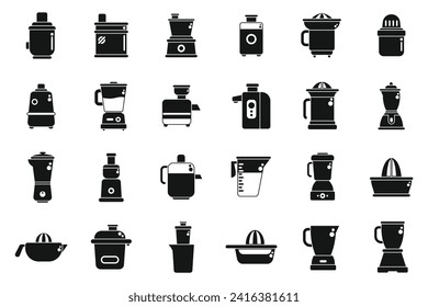 Juicer icons set simple vector. Food kitchen. Home fruit breakfast