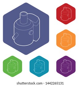 Juicer icons vector colorful hexahedron set collection isolated on white