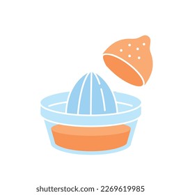 Juicer for kitchen concept. Poster or banner for website. Liquid and preparation of tasty and healthy drinks from fruits and vegetables. Vitamins and trace elements. Cartoon flat vector illustration